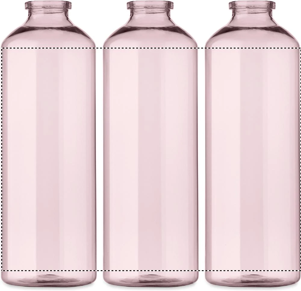 RPET fľaša MOSS 750 ml RE750 – transparentní růžová – tlačová plocha – Dookola 360° – digitálna tlač