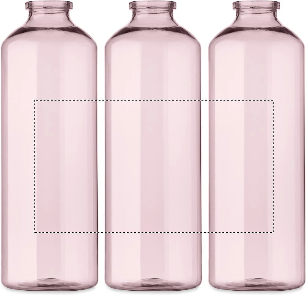 RPET fľaša MOSS 750 ml RE750 – transparentní růžová – tlačová plocha – Dookola (rotačná sieťotlač)