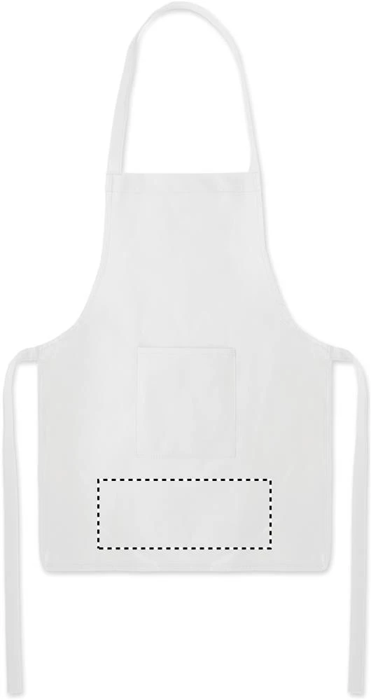 Detská kuchárska súprava KID CHEF – bílá – tlačová plocha – FRONT BELOW POCKET
