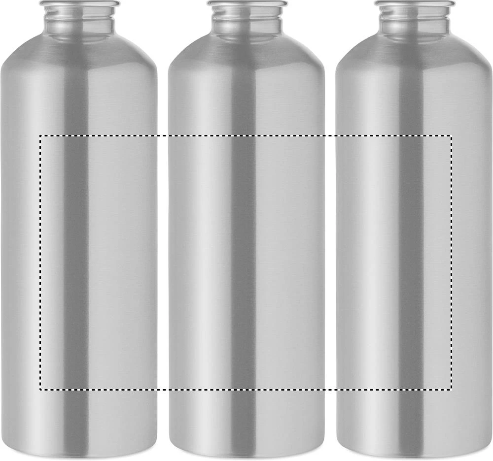 Jednostenná fľaša RE-ONE MOSS, 1000 ml – matná stříbrná – tlačová plocha – Dookola (rotačná sieťotlač)