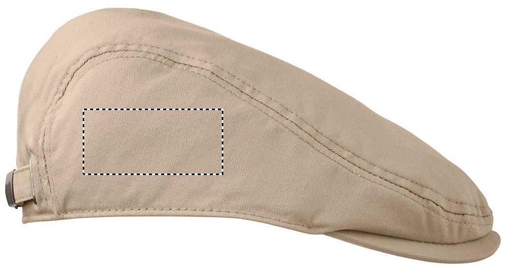 Bavlnená šiltovka Newsboy FLAT PEAK – béžová – tlačová plocha – Pravý bok