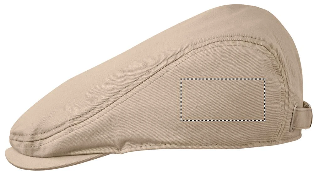 Bavlnená šiltovka Newsboy FLAT PEAK – béžová – tlačová plocha – Ľavý bok