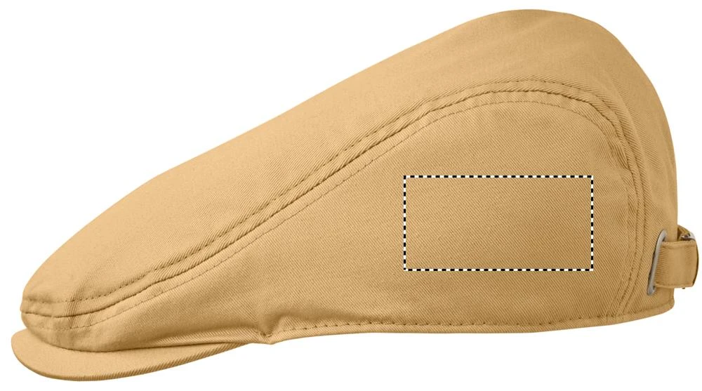 Bavlnená šiltovka Newsboy FLAT PEAK – khaki – tlačová plocha – Ľavý bok