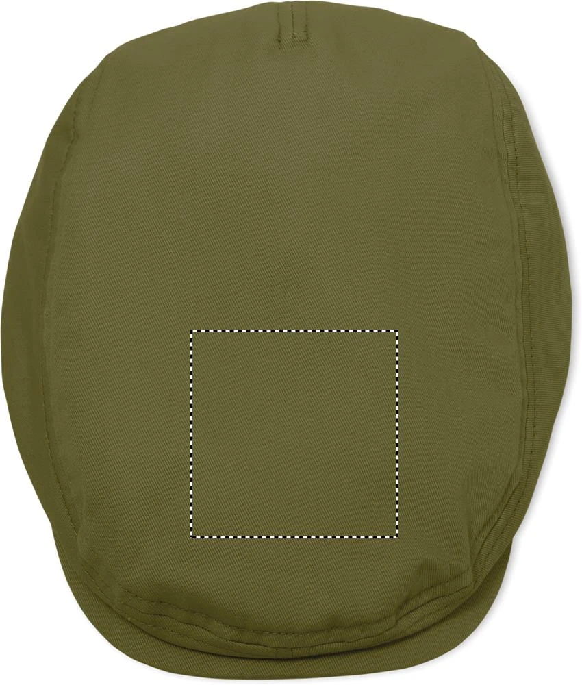 Bavlnená šiltovka Newsboy FLAT PEAK – armádní zelená – tlačová plocha – Vrch