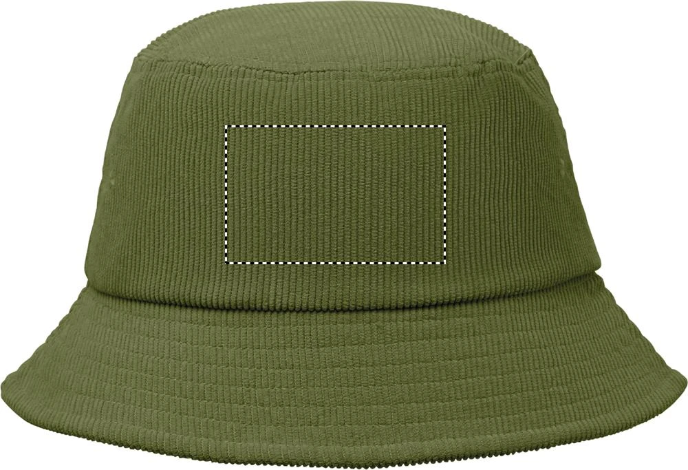 Menčestrový klobúk SCOOP – armádní zelená – tlačová plocha – BACK EMBROIDERY