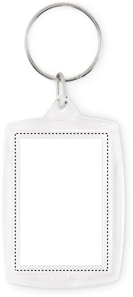 Klasická priehľadná kľúčenka WITHME – transparentní – tlačová plocha – INLAY FRONT
