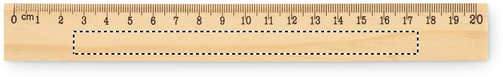 Drevené pravítko 20 cm RULER20 – barva dřeva – tlačová plocha – CM SIDE