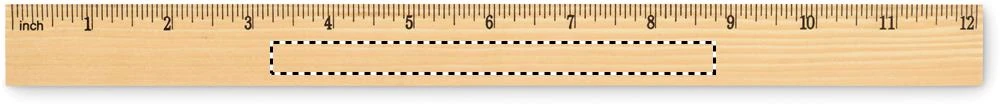 Drevené pravítko 30 cm RULER30 – barva dřeva – tlačová plocha – INCH SIDE