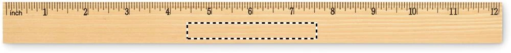 Drevené pravítko 30 cm RULER30 – barva dřeva – tlačová plocha – INCH SIDE PAD