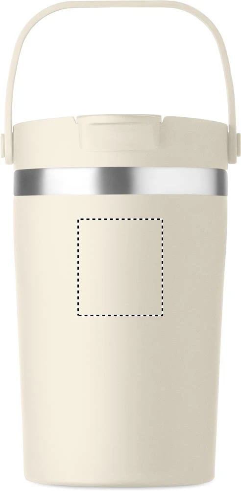Termohrnček COZYCUP, 350 ml – béžová – tlačová plocha – Predná strana hore