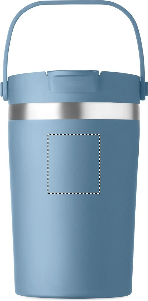 Termohrnček COZYCUP, 350 ml – petrolejová – tlačová plocha – Predná strana hore