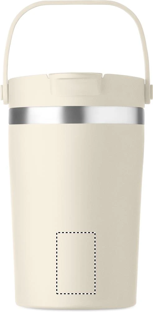 Termohrnček COZYCUP, 350 ml – béžová – tlačová plocha – Predná strana dole