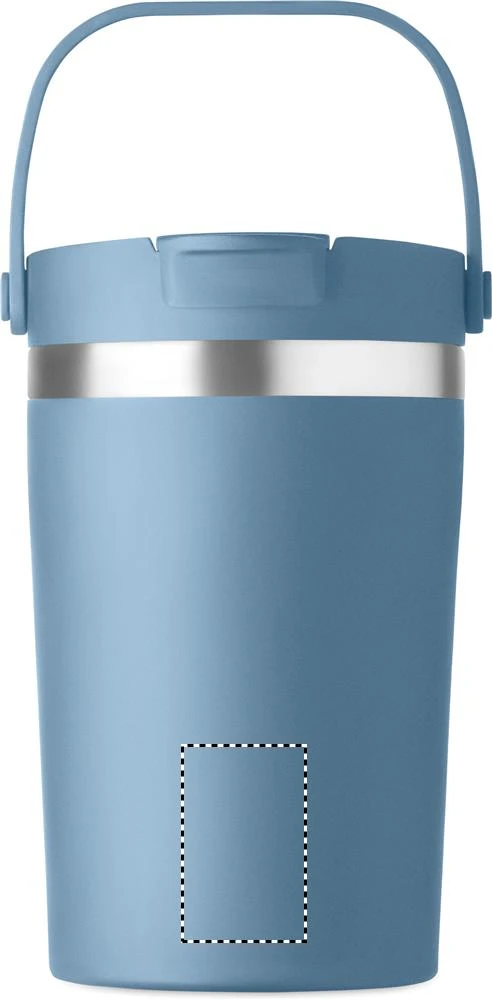 Termohrnček COZYCUP, 350 ml – petrolejová – tlačová plocha – Predná strana dole