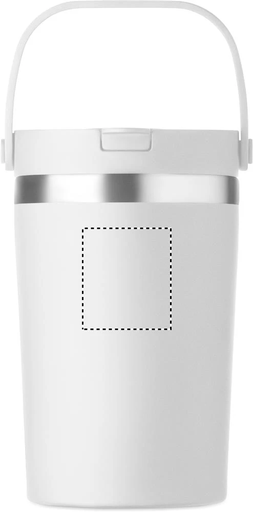 Termohrnček COZYCUP, 350 ml – bílá – tlačová plocha – Zadná strana hore