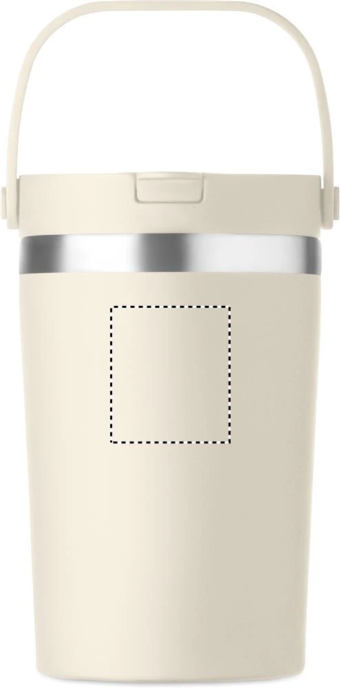 Termohrnček COZYCUP, 350 ml – béžová – tlačová plocha – Zadná strana hore