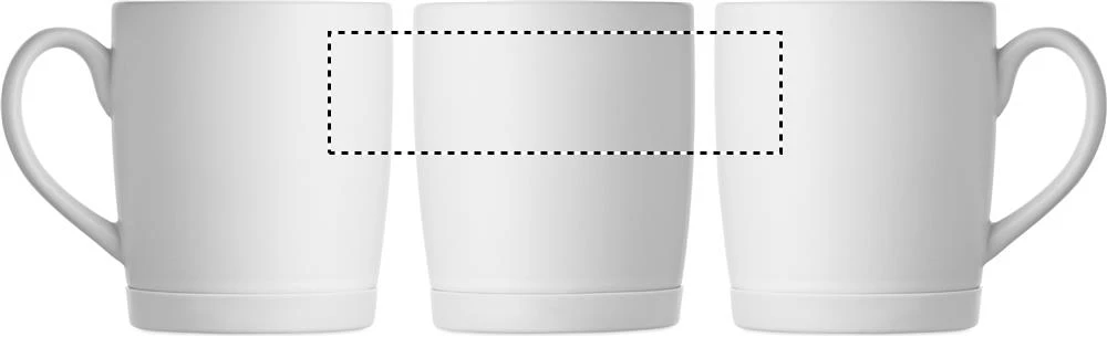 Keramický hrnček 300 ml SILBASE – bílá – tlačová plocha – Dookola (rotačná sieťotlač)