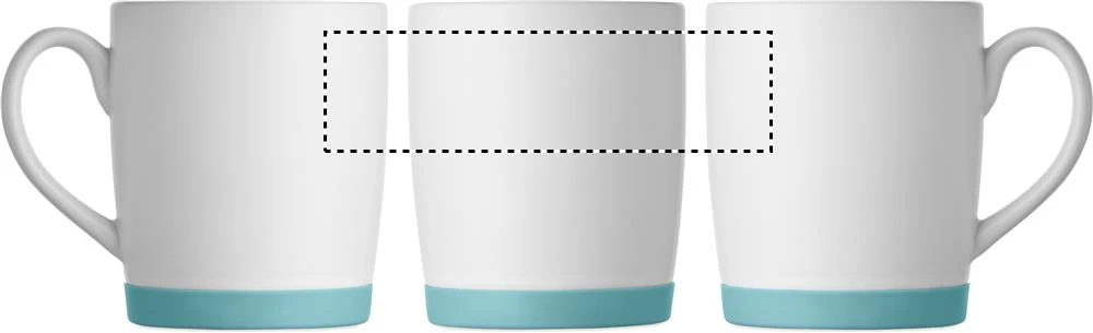 Keramický hrnček 300 ml SILBASE – petrolejová – tlačová plocha – Dookola (rotačná sieťotlač)