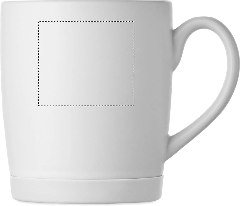 Keramický hrnček 300 ml SILBASE – bílá – tlačová plocha – Pre pravákov
