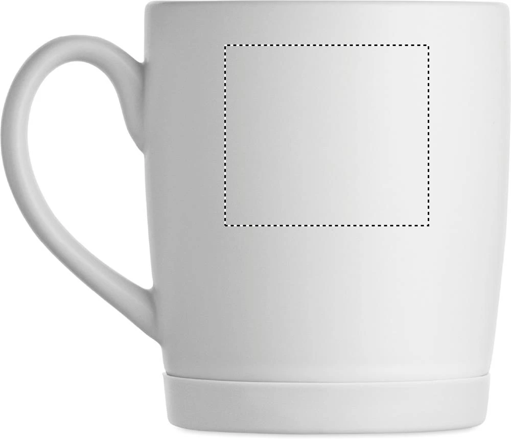 Keramický hrnček 300 ml SILBASE – bílá – tlačová plocha – Pre ľavákov