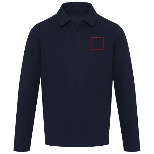 Unisex polokošeľa s dlhým rukávom Apollo - Elevate – námornícka modrá – tlačová plocha – Ľavá strana hrude