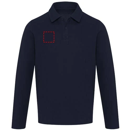 Unisex polokošeľa s dlhým rukávom Apollo - Elevate – námornícka modrá – tlačová plocha – Pravá strana hrude