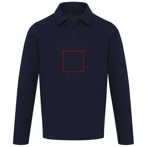Unisex polokošeľa s dlhým rukávom Apollo - Elevate – námornícka modrá – tlačová plocha – Celá predná strana