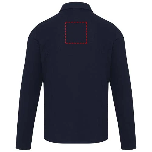 Unisex polokošeľa s dlhým rukávom Apollo - Elevate – námornícka modrá – tlačová plocha – Horná časť chrbta