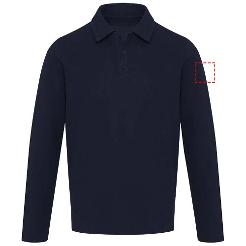 Unisex polokošeľa s dlhým rukávom Apollo - Elevate – námornícka modrá – tlačová plocha – Ľavý biceps
