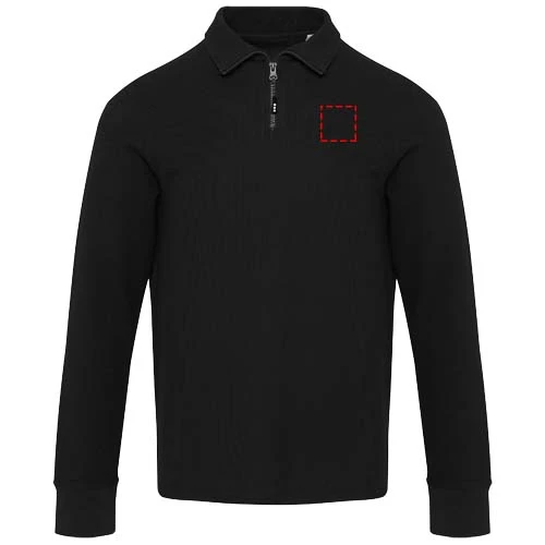 Unisex polokošeľa Zeus s dlhým rukávom a zipsom - Elevate – černá – tlačová plocha – Ľavá strana hrude
