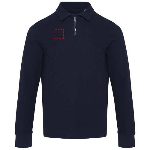 Unisex polokošeľa Zeus s dlhým rukávom a zipsom - Elevate – námornícka modrá – tlačová plocha – Pravá strana hrude