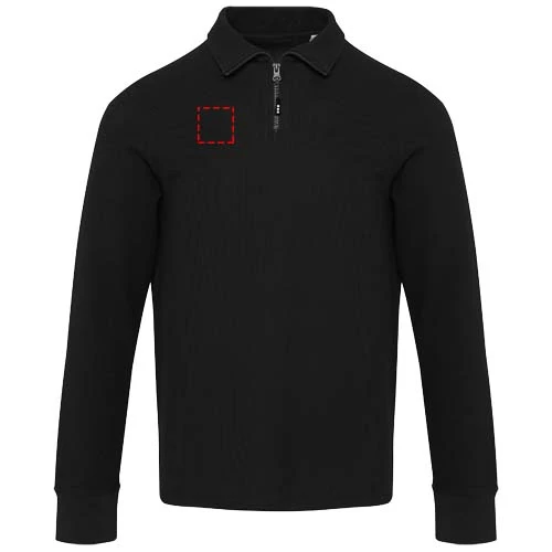Unisex polokošeľa Zeus s dlhým rukávom a zipsom - Elevate – černá – tlačová plocha – Pravá strana hrude