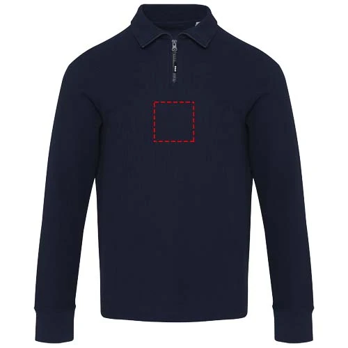 Unisex polokošeľa Zeus s dlhým rukávom a zipsom - Elevate – námornícka modrá – tlačová plocha – Celá predná strana