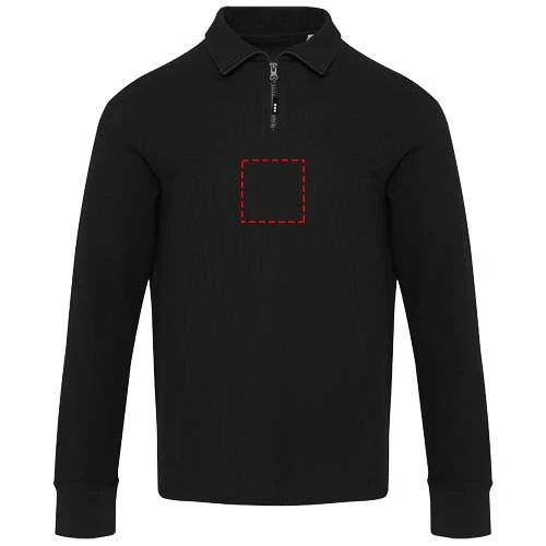 Unisex polokošeľa Zeus s dlhým rukávom a zipsom - Elevate – černá – tlačová plocha – Celá predná strana
