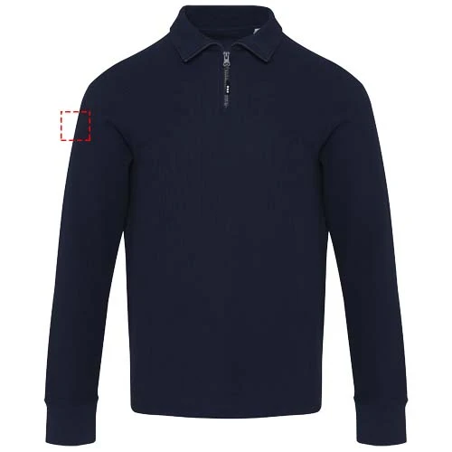 Unisex polokošeľa Zeus s dlhým rukávom a zipsom - Elevate – námornícka modrá – tlačová plocha – Pravý biceps