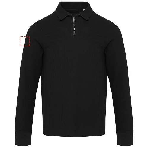 Unisex polokošeľa Zeus s dlhým rukávom a zipsom - Elevate – černá – tlačová plocha – Pravý biceps