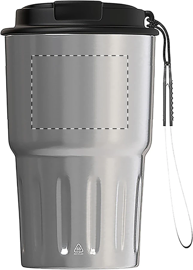 Aricha RSS termo hrnček – silver – tlačová plocha – Predná strana