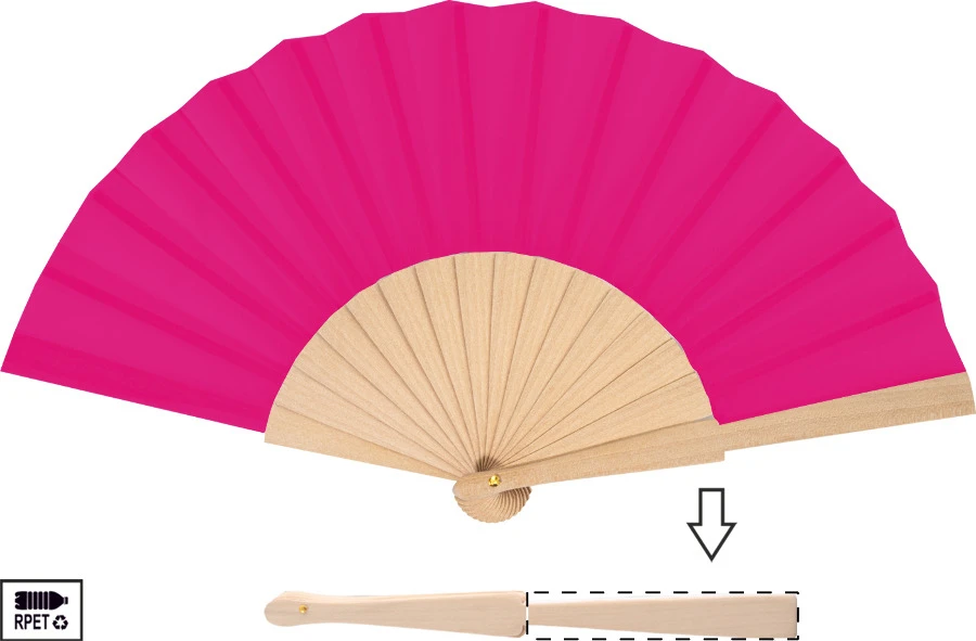Solana RPET vejár – pink – tlačová plocha – Predná strana