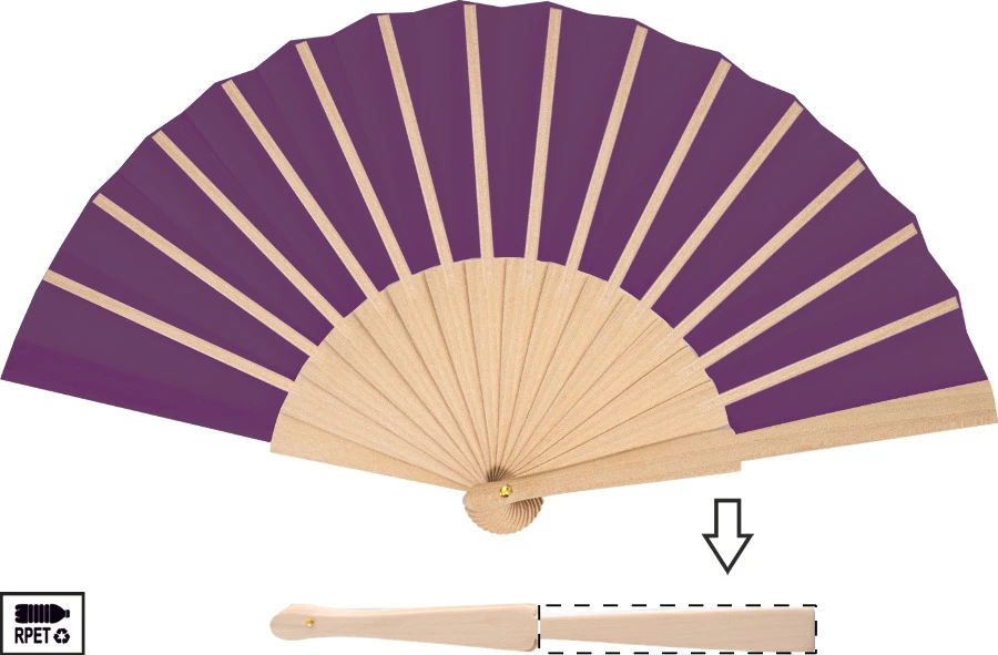 Solana RPET vejár – purple – tlačová plocha – Zadná strana
