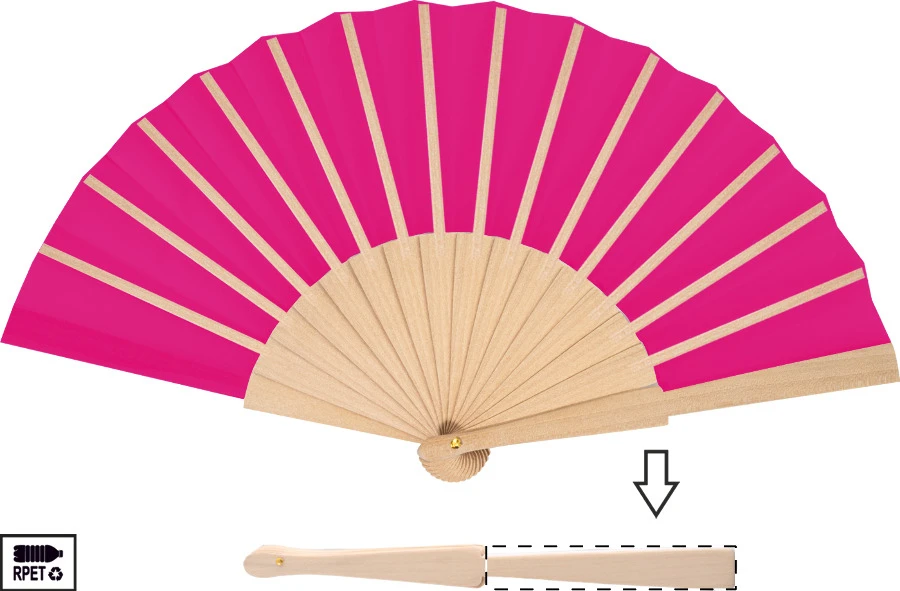 Solana RPET vejár – pink – tlačová plocha – Zadná strana