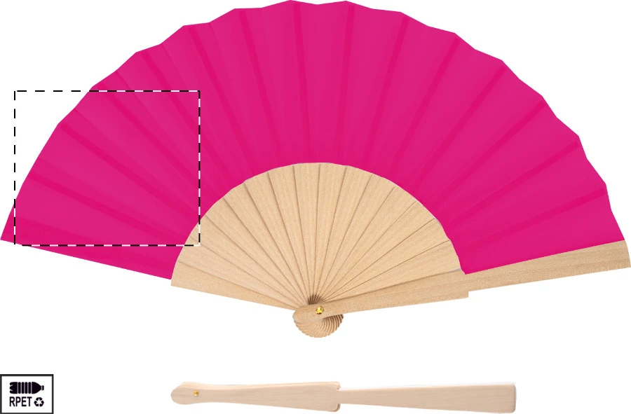 Solana RPET vejár – pink – tlačová plocha – Ľavá strana