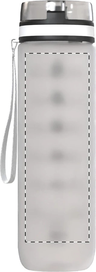 Sipcount RPET motivačná fľaša – frosted white – tlačová plocha – Zadná strana