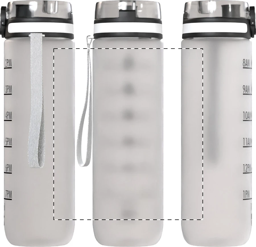 Sipcount RPET motivačná fľaša – frosted white – tlačová plocha – Obal
