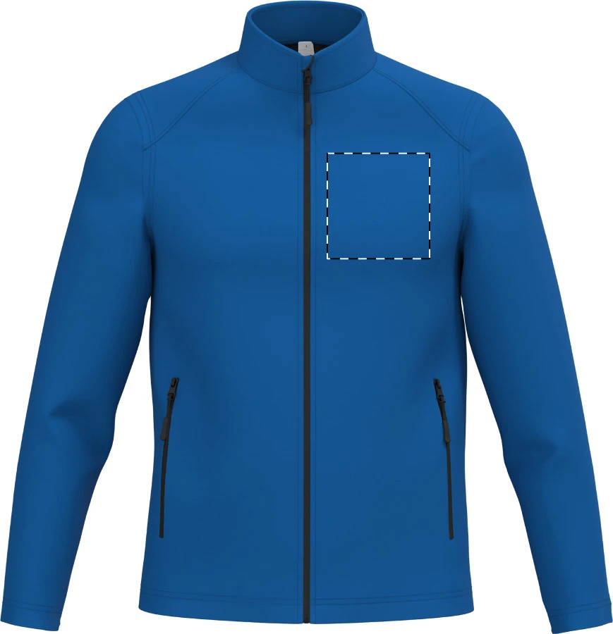 IB410 dvojvrstvová softshellová bunda - iDealBasic – blue – tlačová plocha – Ľavá hruď