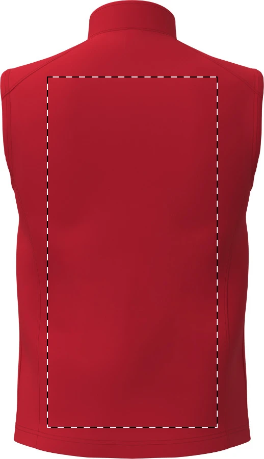IB413 2-vrstvová softshellová vesta - iDealBasic – red – tlačová plocha – Zadná strana