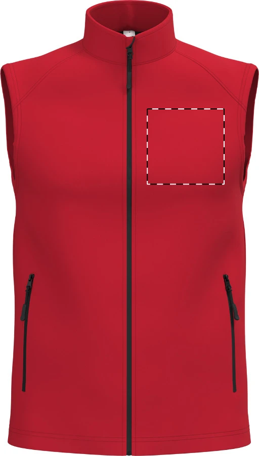 IB413 2-vrstvová softshellová vesta - iDealBasic – red – tlačová plocha – Ľavá hruď