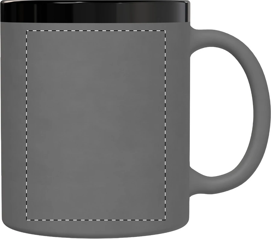 Kovary hrnček – dark grey – tlačová plocha – Pravák