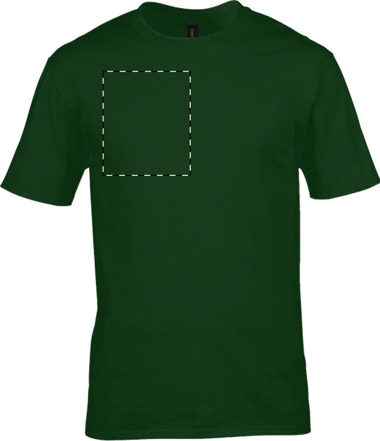 GI3000 ľahké bavlnené tričko - Gildan – dark green – tlačová plocha – Pravá hruď