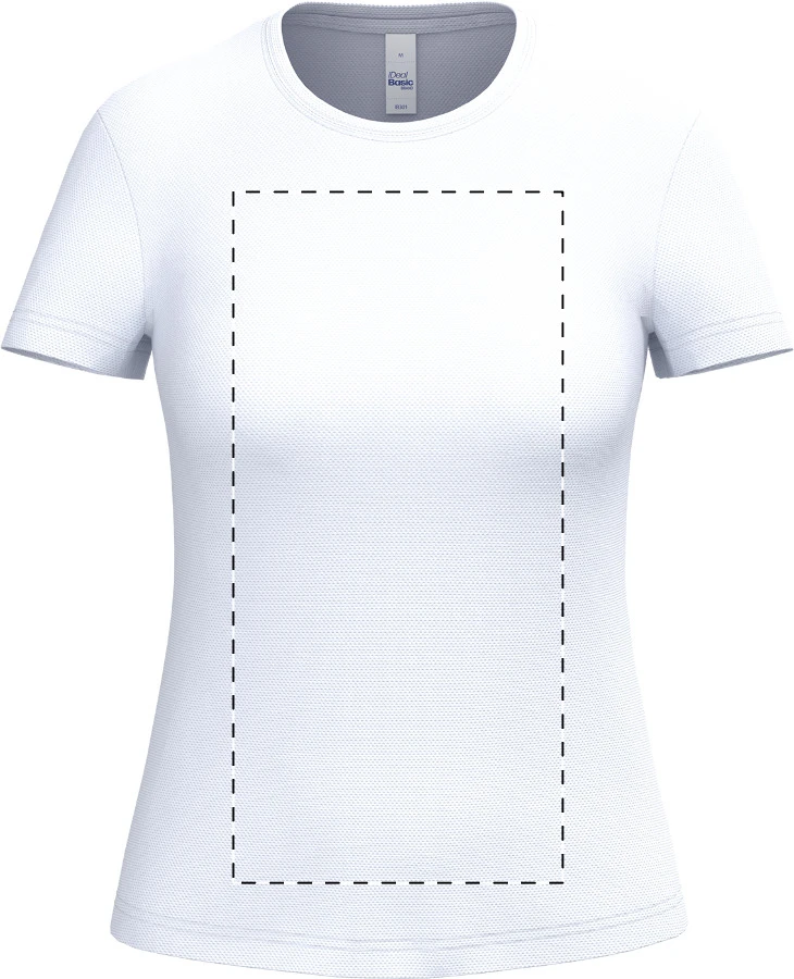 IB301 dámske športové tričko - iDealBasic – white – tlačová plocha – Predná strana