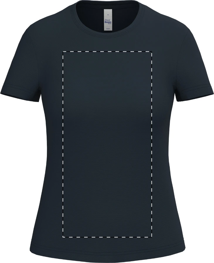 IB301 dámske športové tričko - iDealBasic – dark blue – tlačová plocha – Predná strana