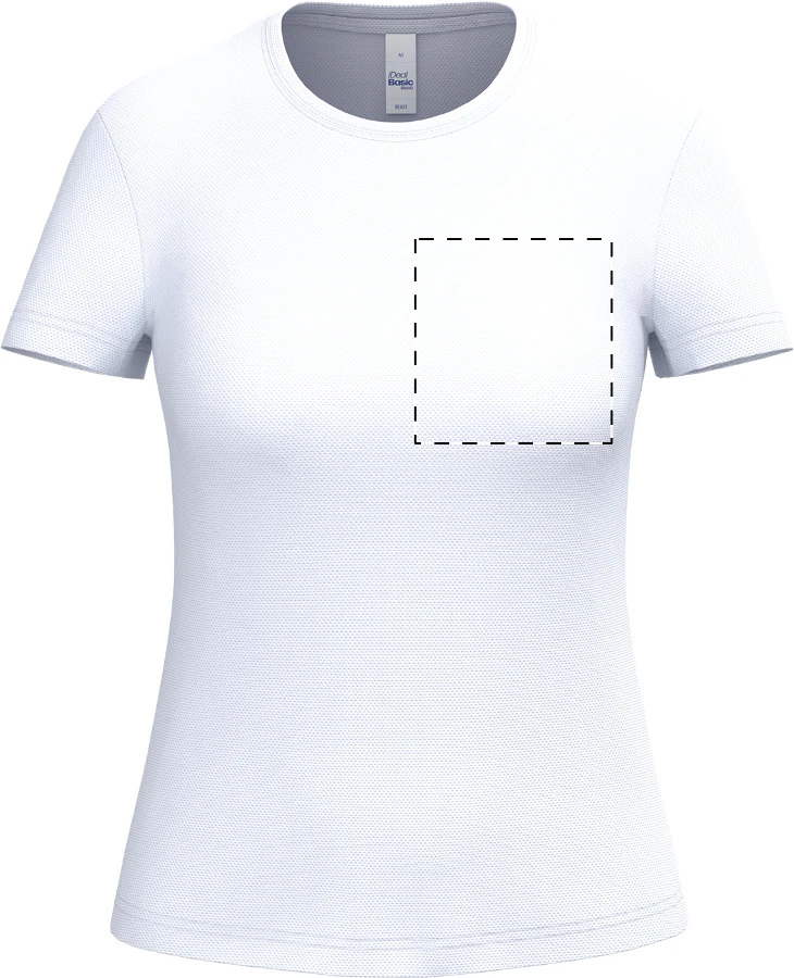 IB301 dámske športové tričko - iDealBasic – white – tlačová plocha – Ľavá hruď